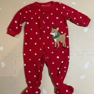 Carter's Red and White Reindeer Footie